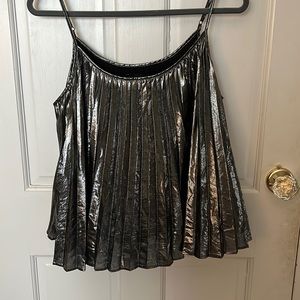 Banana Republic Pleated Silver Metallic Top